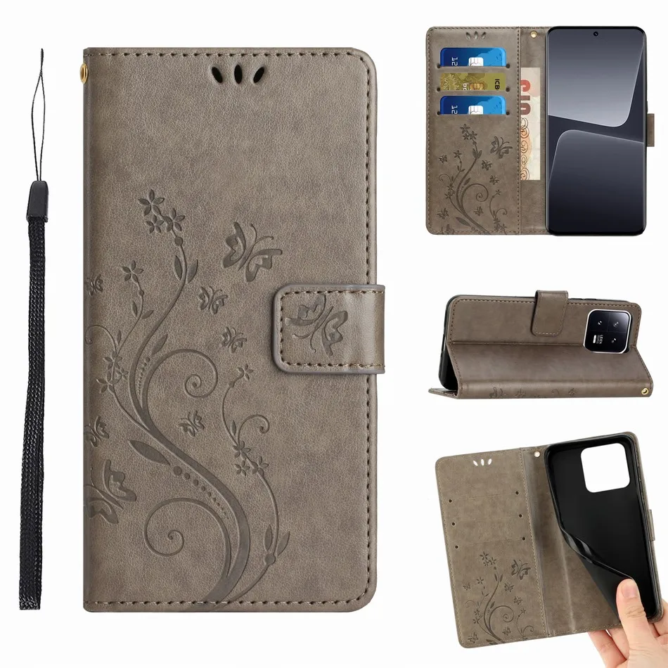 Charming Butterfly Girl Flip Wallet Card Holder Phone Case