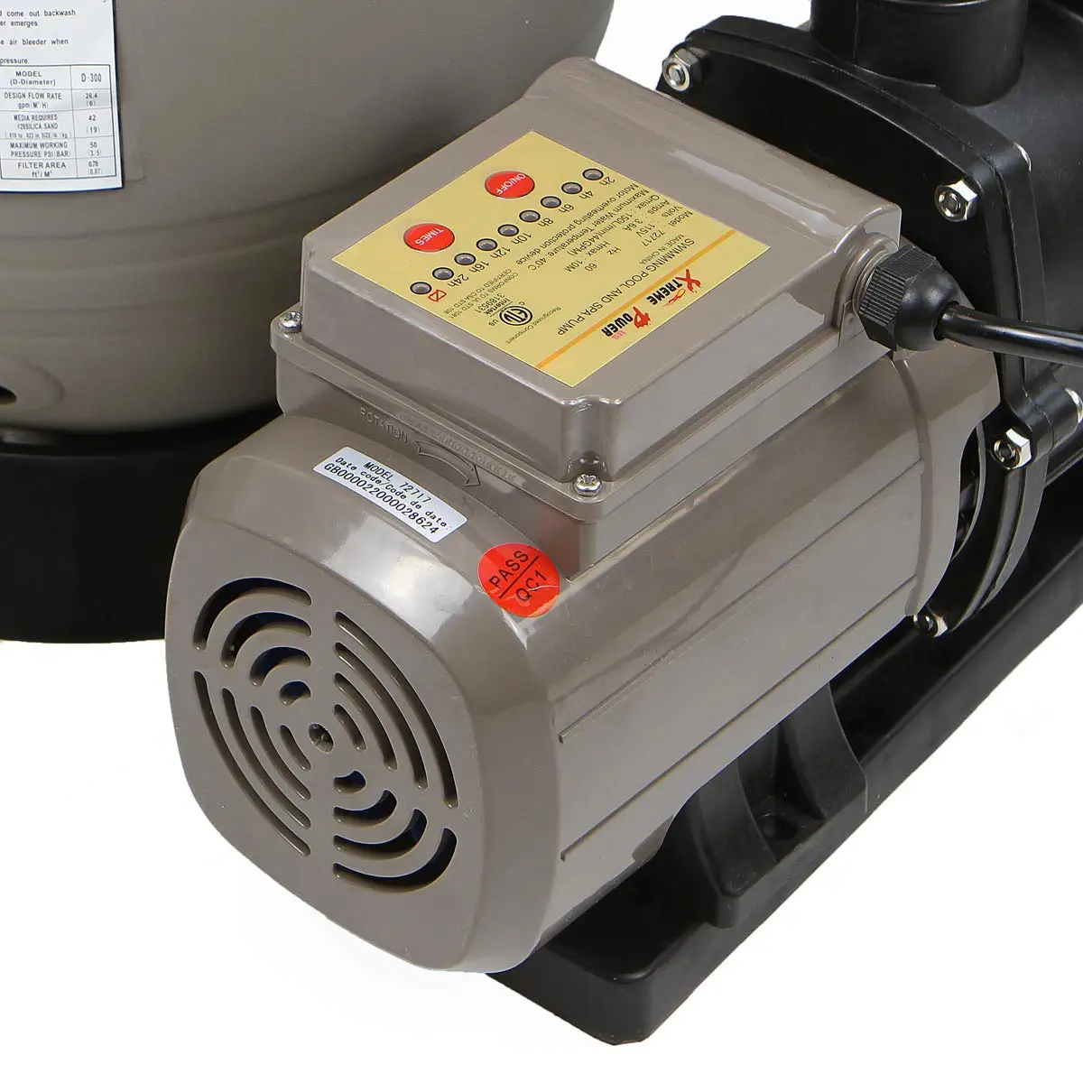 3,100GPH Swimming Pool 16" Sand Filter 3/4hp Pump 6