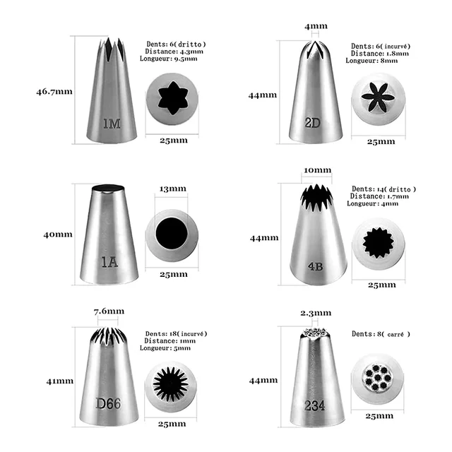 6Pcs Rose Pastry Nozzles Cake Decorating Tool Flower Icing Piping