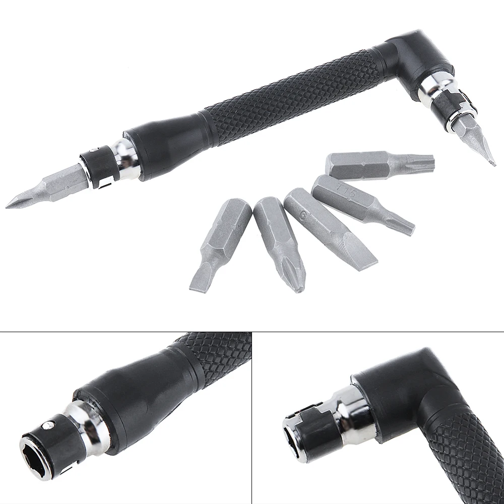 

L shape Mini 45# Steel Double Head Socket Wrench Set with 10 Screwdriver Bits and 1/4'' Hexagon Head for Home Maintenance