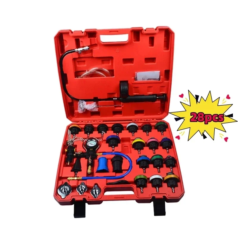 

28Pcs Vacuum Type Cooling System Test Detector Set Tester Universal Radiator Pressure Tester Refroidissement SK1305