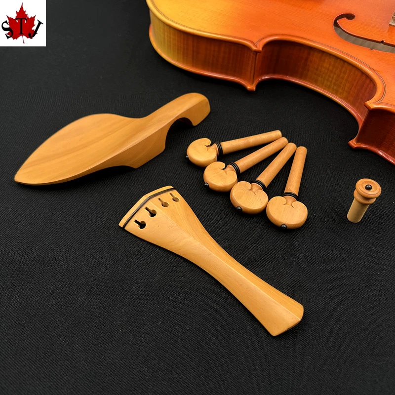 Boxwood Violin Parts Accessories Set Tailpiece+Chin rest+Pegs+End pin 4