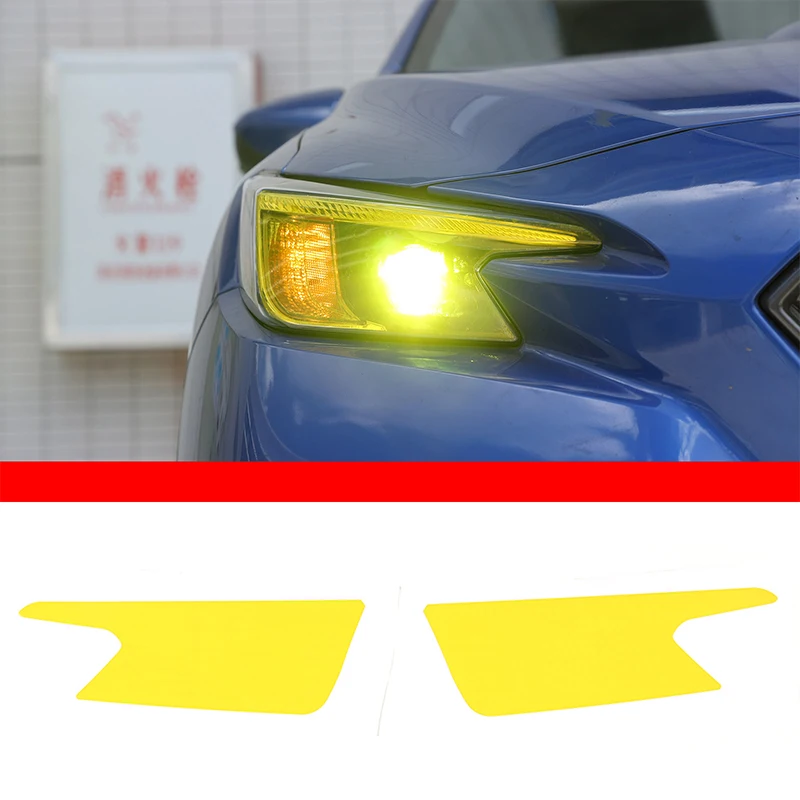 

2 PCS For Subaru WRX 2021-2023 PVC Yellow Headlight Protection Sticker PVC Pull Flower Sticker Car Exterior Modification Sticker