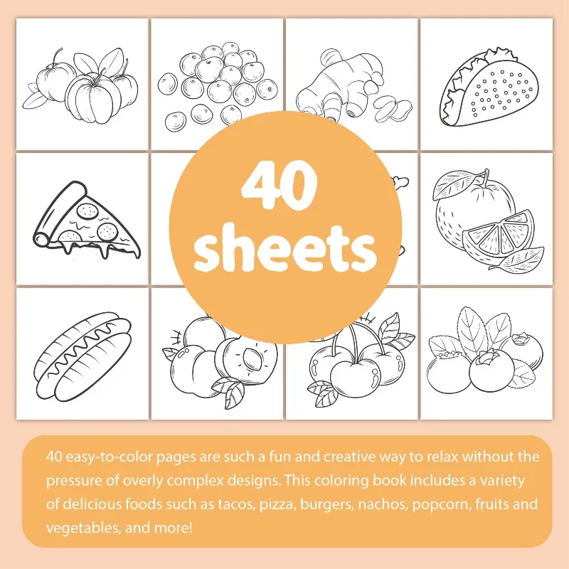 Coloring Book Exercise Intelligence Painting Coloring New Coloring Book Custom Food Inspiration Fruit Doodle Book 2
