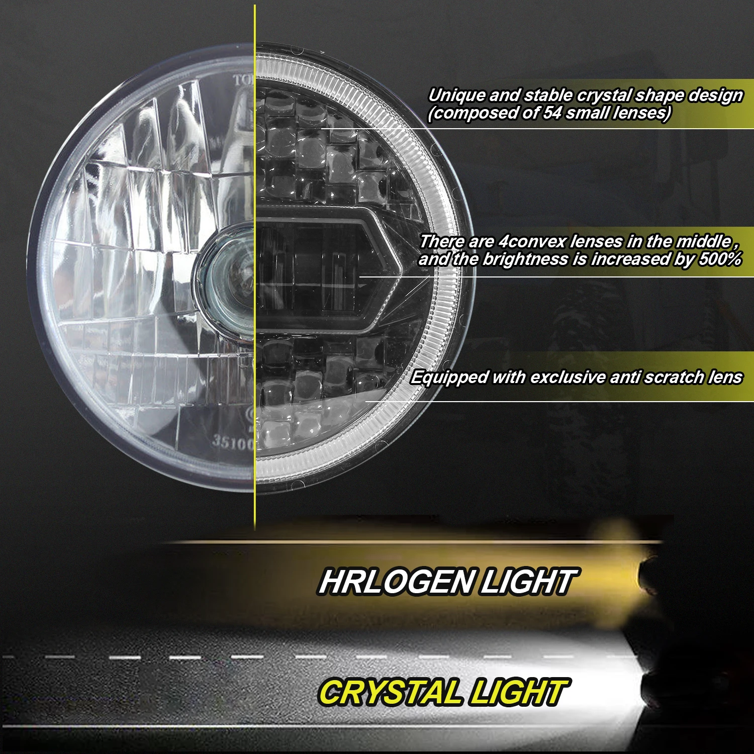 최신 디자인 LED 헤일로 헤드라이트, 방향 지시등 포함, 앰버 화이트 DRL 호환, 지프 랭글러 JK 헤드라이트, 블랙, 7 인치
