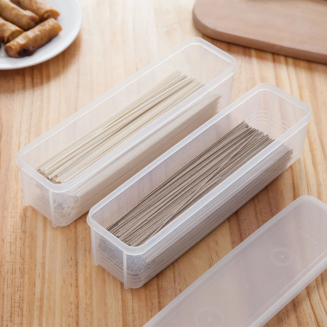 

Storage Box Transparent Sealed Kitchen Moisture-Proof Noodle Storage Box Spaghetti Food Container With Cover Kitchen Food