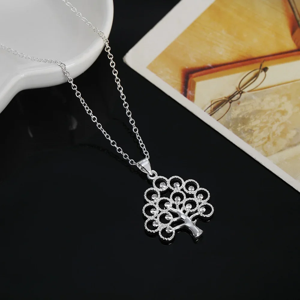 Pendant Necklace 45cm 925 Sterling Silver fine tree For Women Fashion charms Christmas gifts party Wedding Jewelry