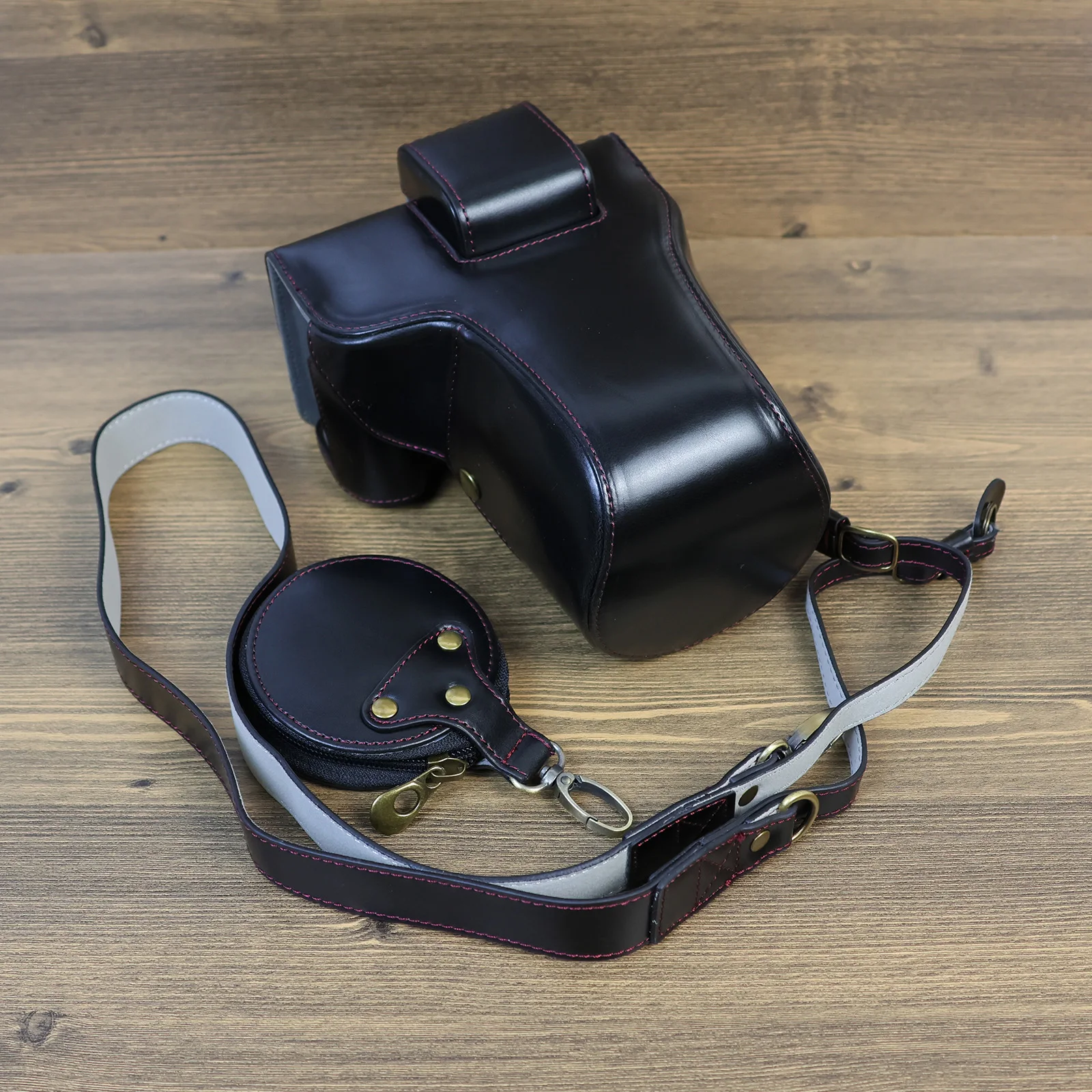 Hq Leather Camera Bag Case Grip Strap Per Fujifilm Fuji X-T5 Con Obiettivo 16-80Mm Xt5