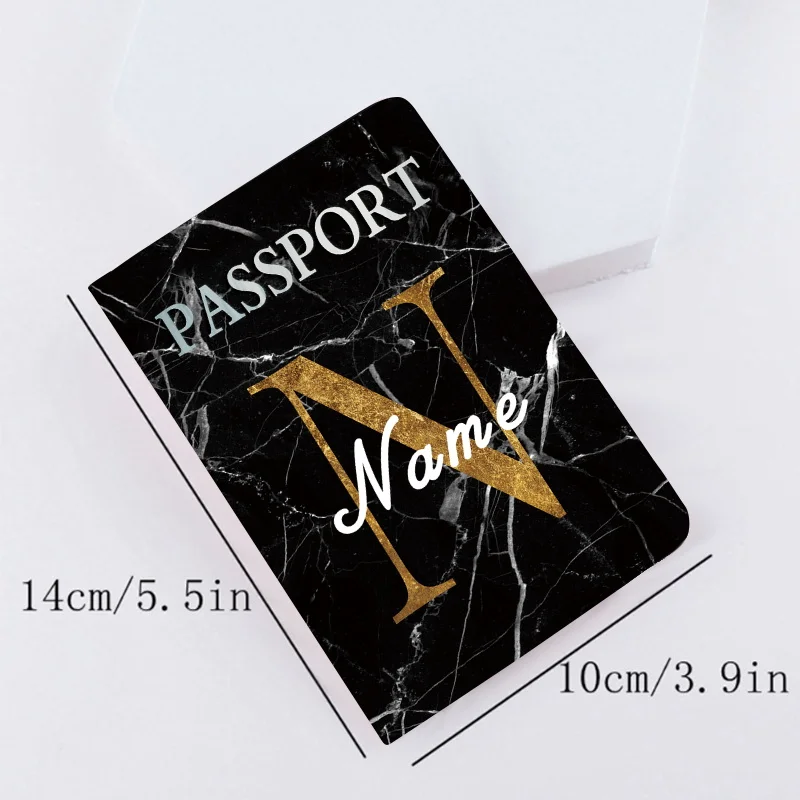 Funda de pasaporte personalizada con nombre gratis para hombre y mujer, portatarjetas portátil de viaje y boda, funda de pasaporte, estampado de letras, regalo de moda