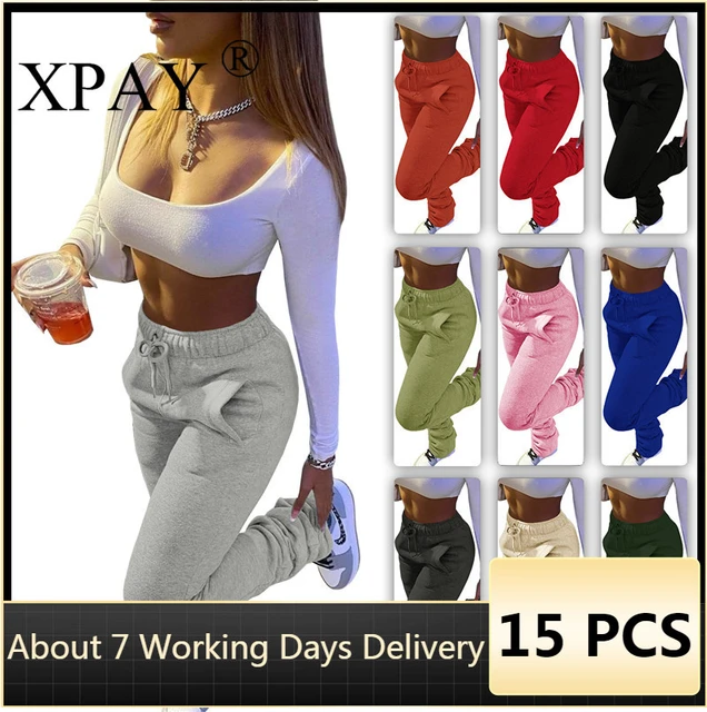 Wholesale Items Stacked Leggings For Women Fall / Autumn Solid Color Middle  Elastic Waist Pencil Pant Casual Bulk Lots X7479 - Pants & Capris -  AliExpress