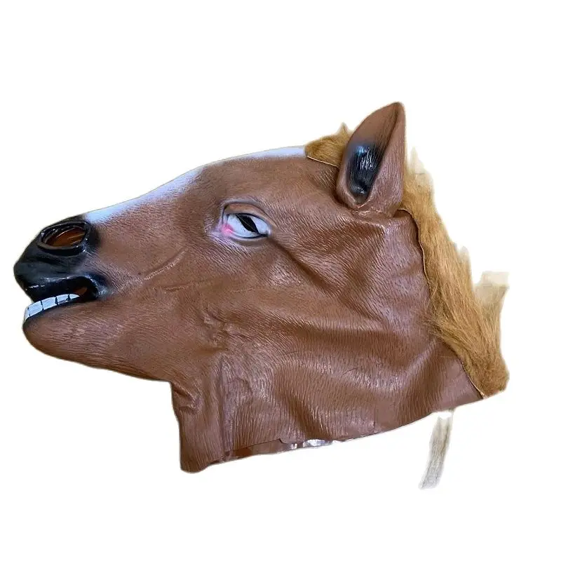 Men Brown Horse Masks Girl Funny Horse Head Mask  Latex Animal Mask Novelty Halloween Cosplay Costumes Headgear Mascara De Latex