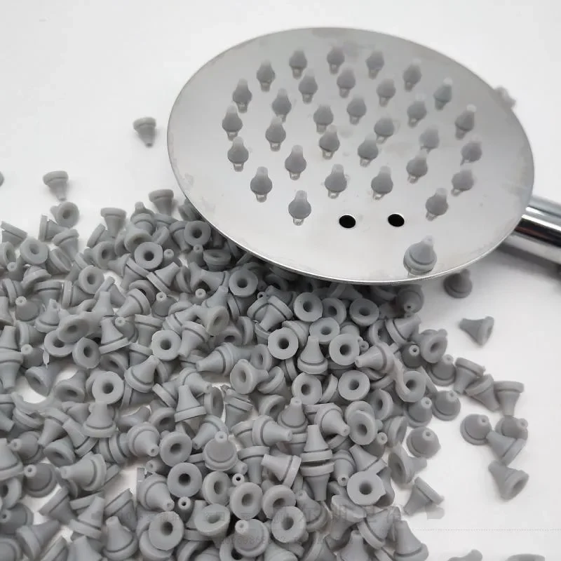 sourcing map 60 ugelli di ricambio per soffione doccia, ugello in silicone, beccuccio rotondo, parti di riparazione per soffione doccia, diametro foro 6 mm, grigio scuro