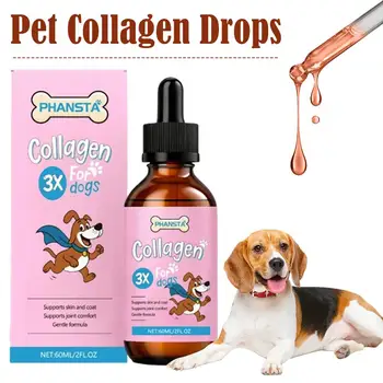 Cibo base a base di collagene per cani, combinato con gocce di integratori nutrizionali, formula delicata per la cura di pelo e pelle, 60 ml C1S0