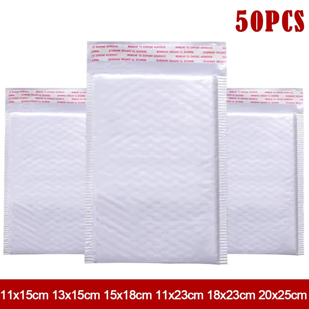 Mailing Bags 50Pcs Bubble Mailers White Poly Bubble Mailer Self Seal Padded Gift Bag Packaging Envelope Bags Book Shipping Package Bag Packing Pouches