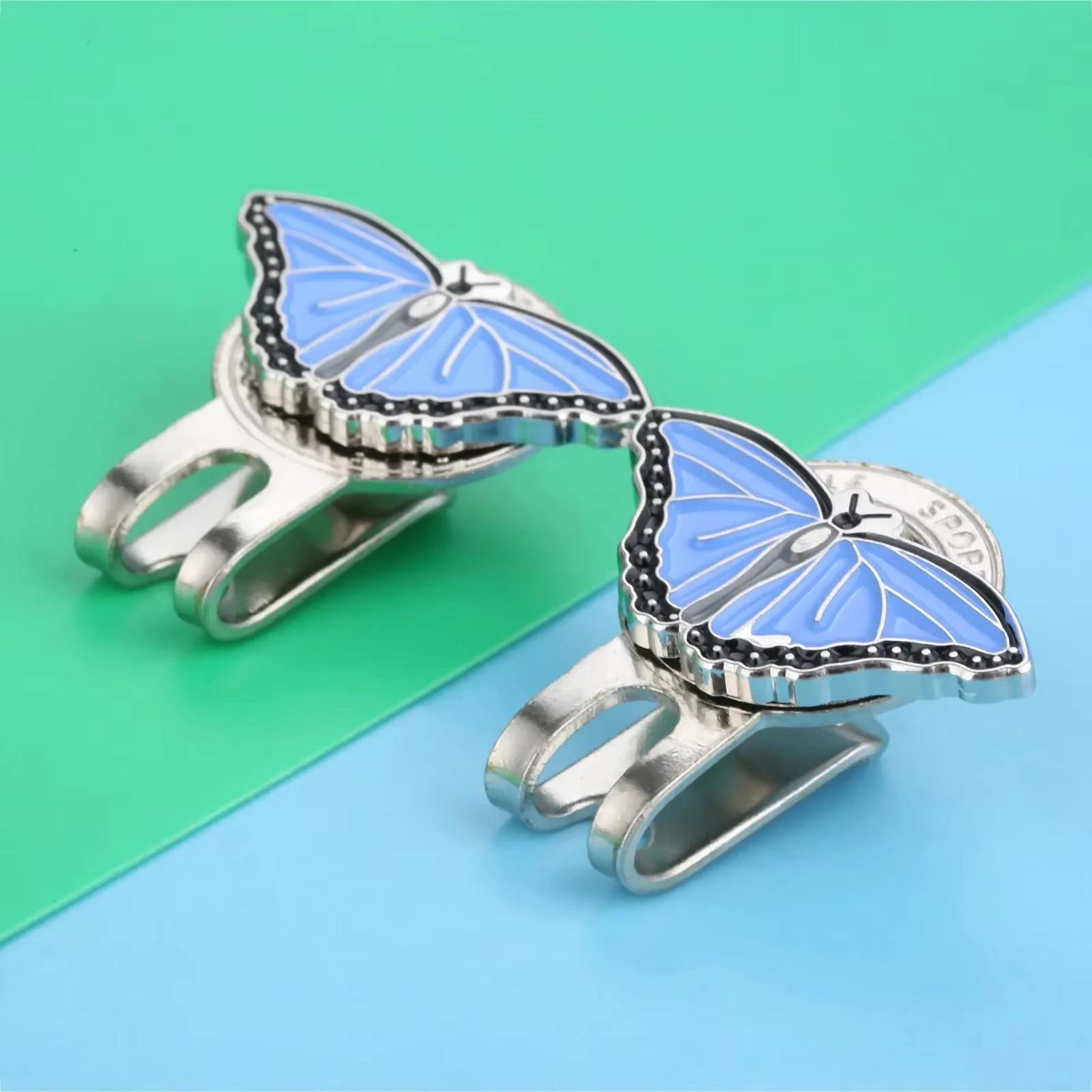 Professional Alloy Golf Cap Clip Metal Magnetic Hat Visor Clips Golf Ball Aiming Marker Golf Training Aids - Butterfly Design