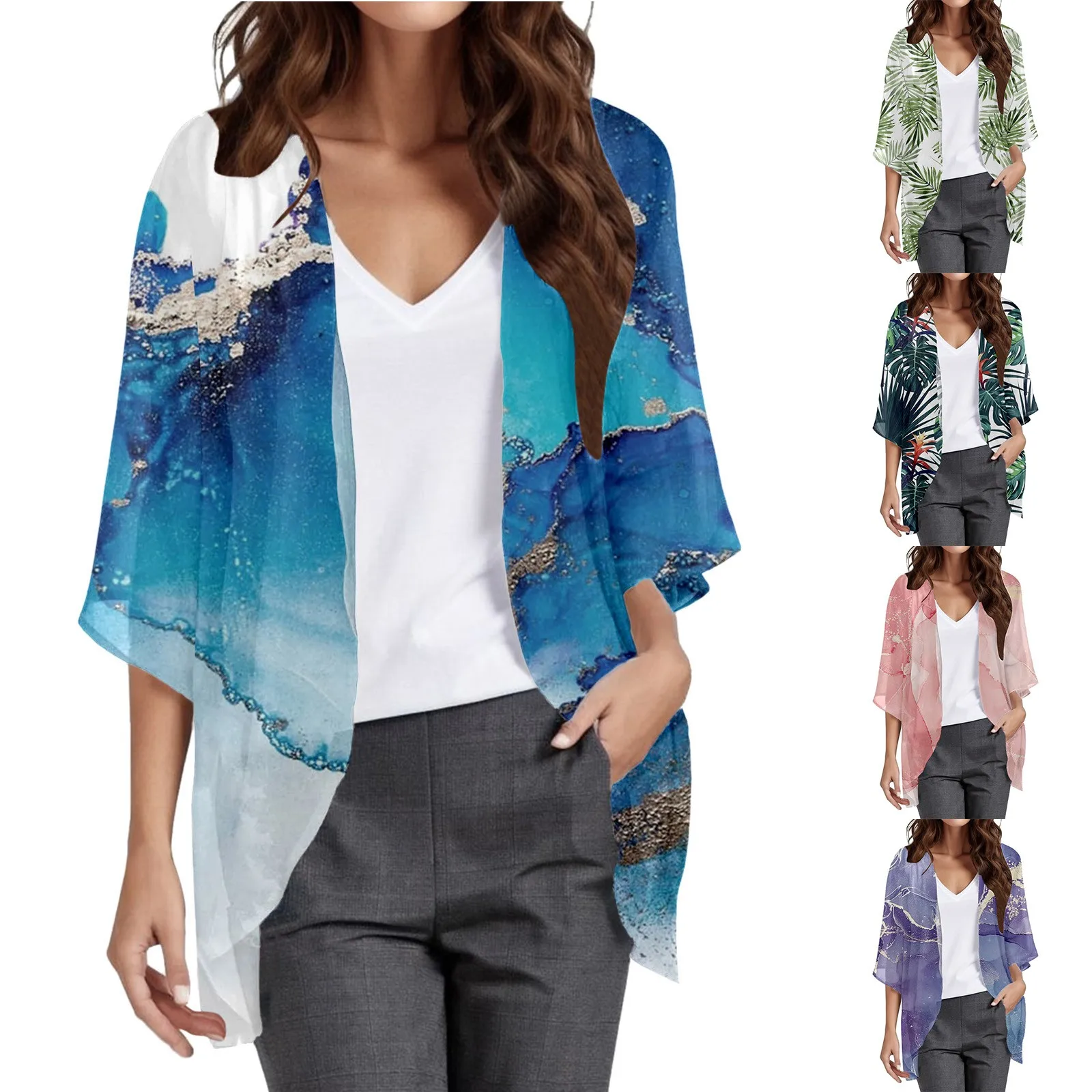 

Sweater Duster for Women Womens Floral Print Puff Sleeve Chiffon Maternity Sweaters Cardigans Loose Fitting Cardigans for Women