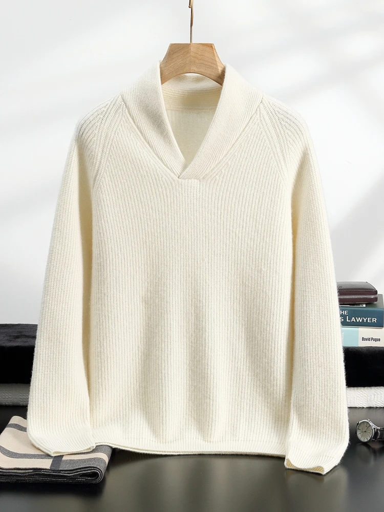 Old Money Style Luxury Men's 100% Cashmere Sweater Autumn Winter Thick Warm Pullover Casual Smart Jumpers Soft Knitwear Top 3