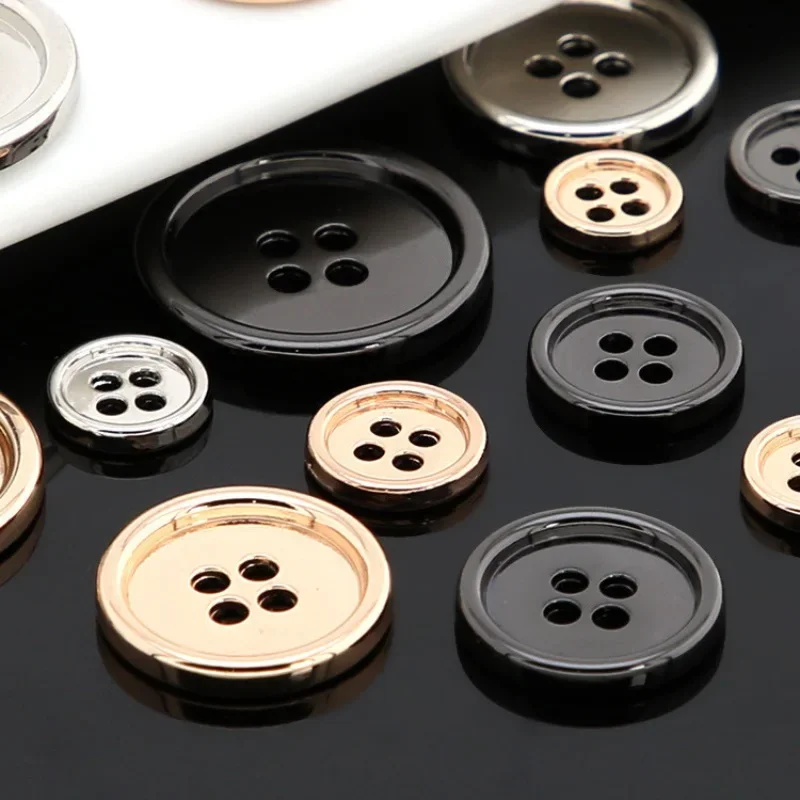 10pcs 1025MM Mirror Button For Overcoat Suit 4 Hole Metal Buttons For Clothes Luxury Brand