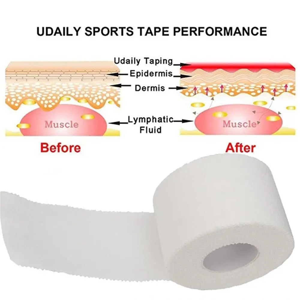 1PC Waterproof Cotton White Boxing Adhesive Tape Strain Injury Care Support Sport Binding Physio Muscle Elastic Bandage