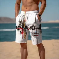 Fashion Lake Reflection Pattern Beach Short Mens Trend Personalization 3D Printed Board Shorts Loose Casual Oversized Swim Trunk 2
