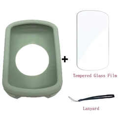 Silicone Case & Tempered Glass Screen Protector for Garmin Edge GPS Computer (Emerald Green)