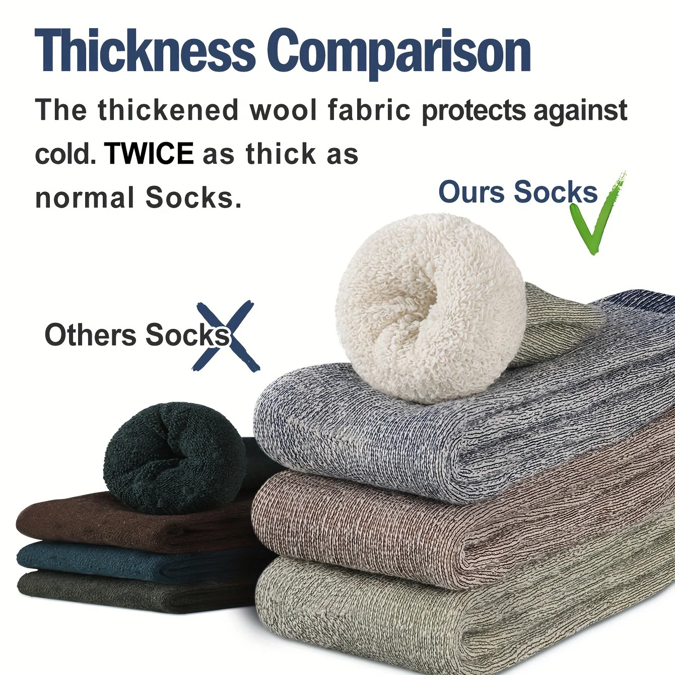 1/3pairs Winter Wool Hiking Socks Thicken Warm Sweat-Absorb Running Socks Thermal Anti-Cold Outdoor Camping Hunting Socks