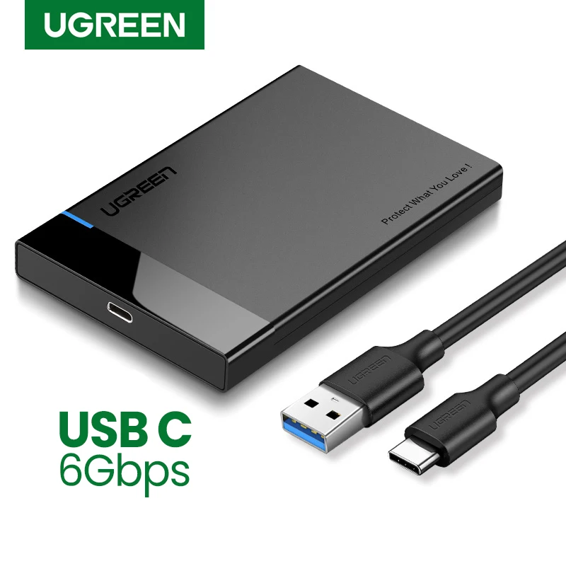 SSD Case 2.5 SATA to USB 3.1 Transparent Gen 1 Type-C Solid State Drive Box Neu 