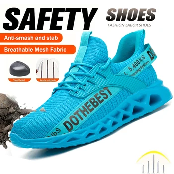 Scarpe antinfortunistiche da uomo per scarpe da ginnastica da lavoro donna uomo scarpe da lavoro con punta in acciaio scarpe protettive di sicurezza leggere anti-sfondamento anti-perforazione