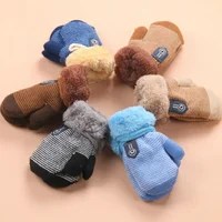 0-3 Years Baby Boys Girls Winter Knitted Gloves Warm Rope Full Finger Mittens for Children Toddler Kids Accessories KF960 1