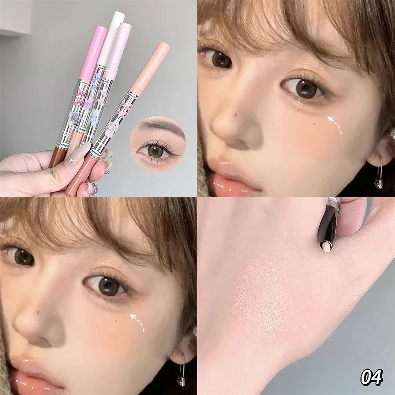 Double-head Lying Silkworm Pencil 1pc Natural Non-smudge Matte Pearlescent Fine Flash Brightening Shadow Pen Highlighting Pen eyeshadow pen makeup pen
