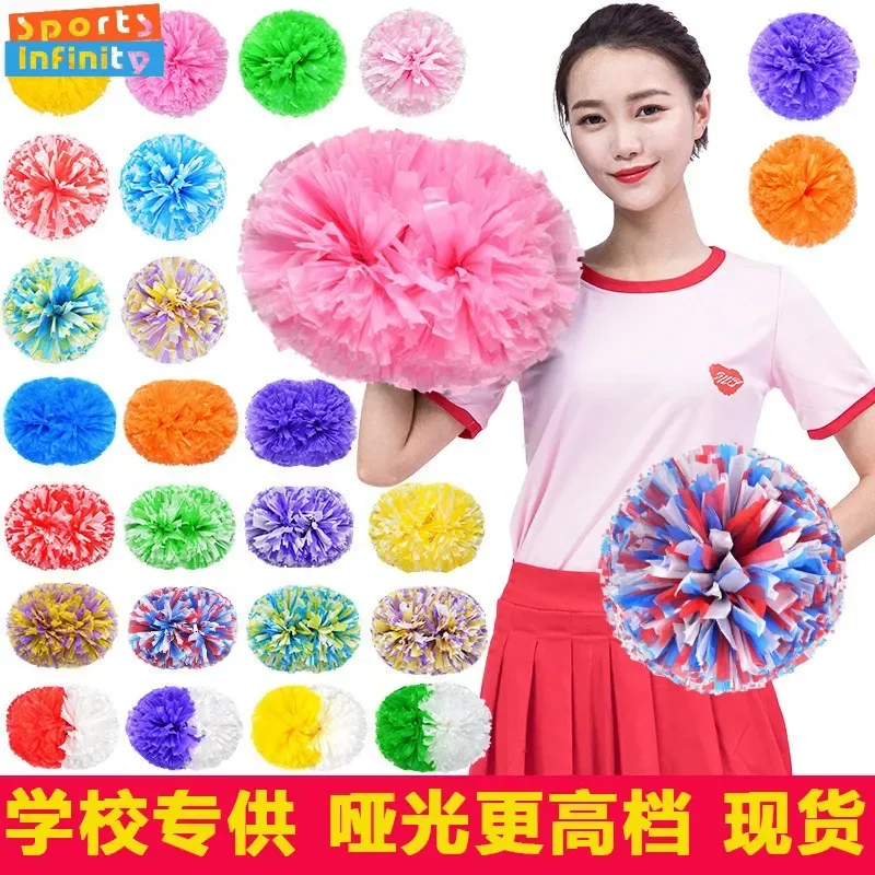 Cheerleading Pom Poms Colorful Handle Cheerleading Pom Poms Big Cheer Balls Silver Red Yellow Blue Hand Dance Pompoms Accessories for Women Girl Kids