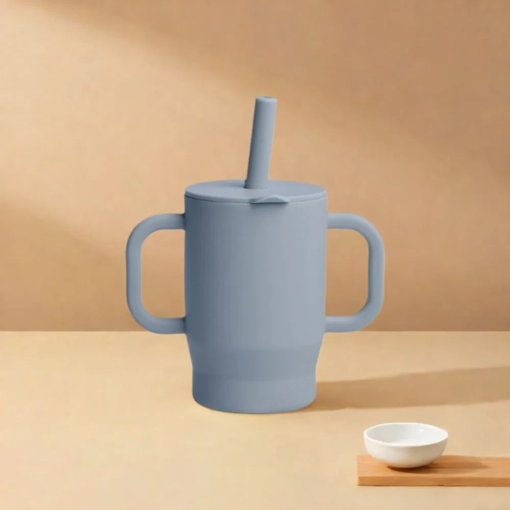 식기류 식품 등급 실리콘 빨대컵 180ml 내열 빨대컵 BPA 프리 낙하 방지 수유컵 우유컵
