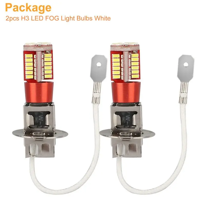 

2Pcs H3 LED Car Fog Light Bulbs DRL Motorcycle Headlight Lamp Auto Driving Headlamp 6000K 12V Led Bulb Fog Driving Lights