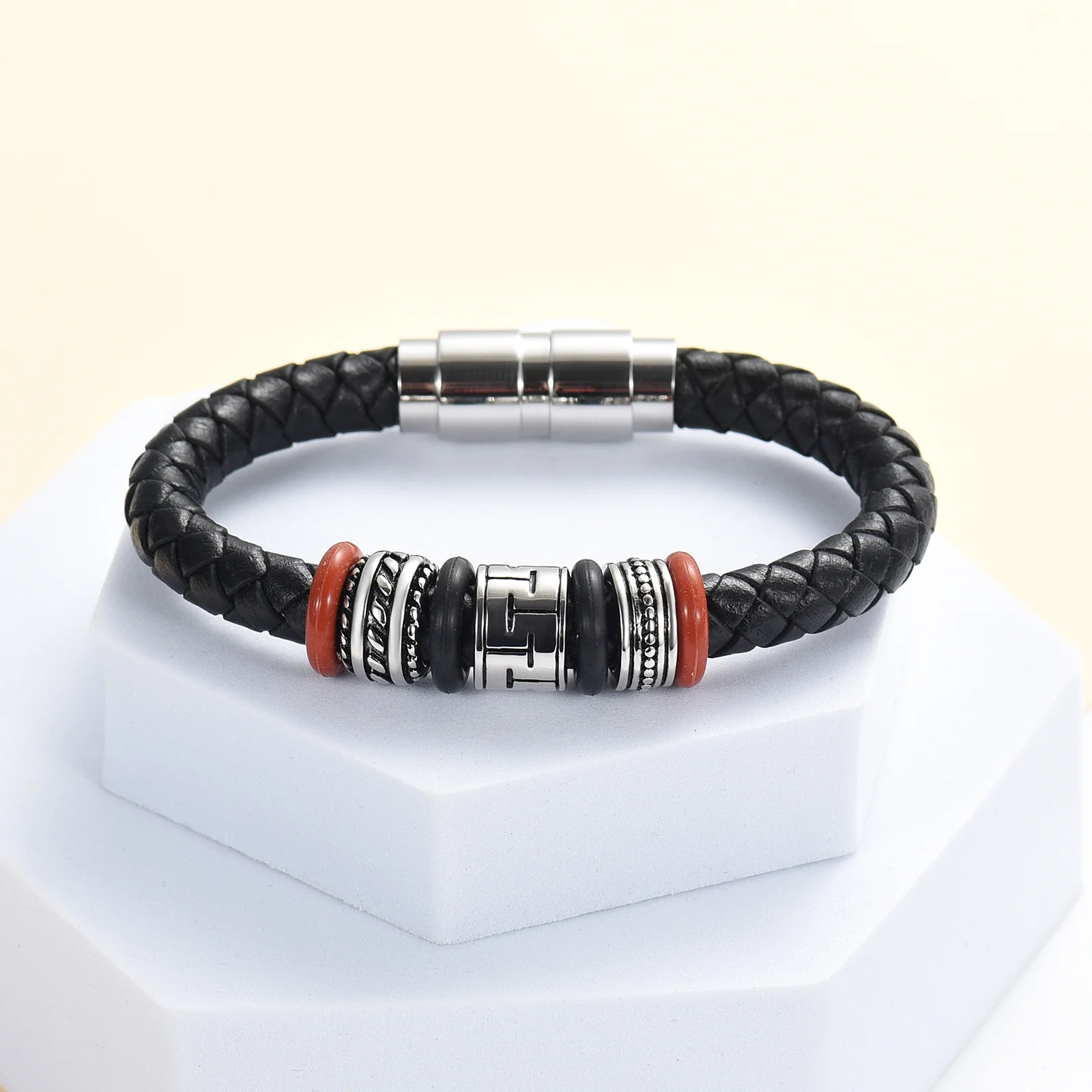 Man Leather Urns Bracelet For Human/Pet Ashes Vintage Memorial Bangle Customized Cremation Keepsake Jewelry 4