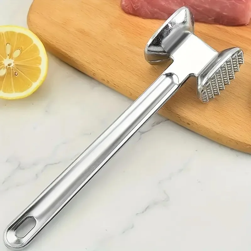 Duty Meat Mallet Stainless Steel Double-Sided Meat Tenderizer Tool for Steak Chicken Pork Fish and Veal Kitchen Cooking Hammer