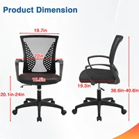 Office Chair Mesh Chair Ergonomic Computer Desk Chair Mid Back Swivel Lumbar Support with Armrest - Image 3