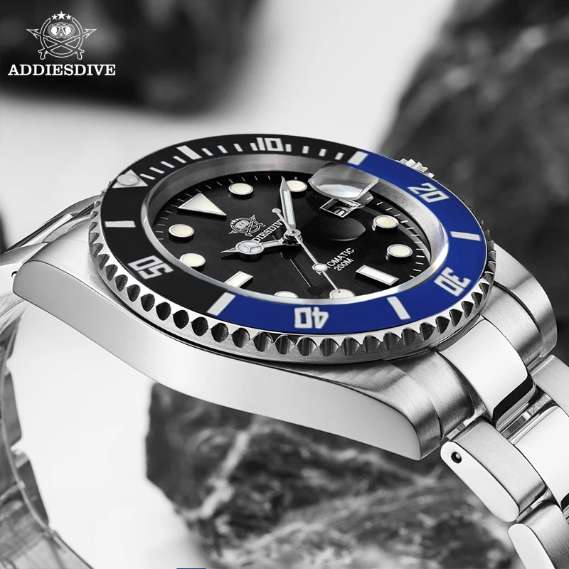 ADDIESDIVE Luxury Men Mechanical Wristwatch Sapphire Glass Stainless Steel Luminous 200M Waterproof Diver Automatic Watches New