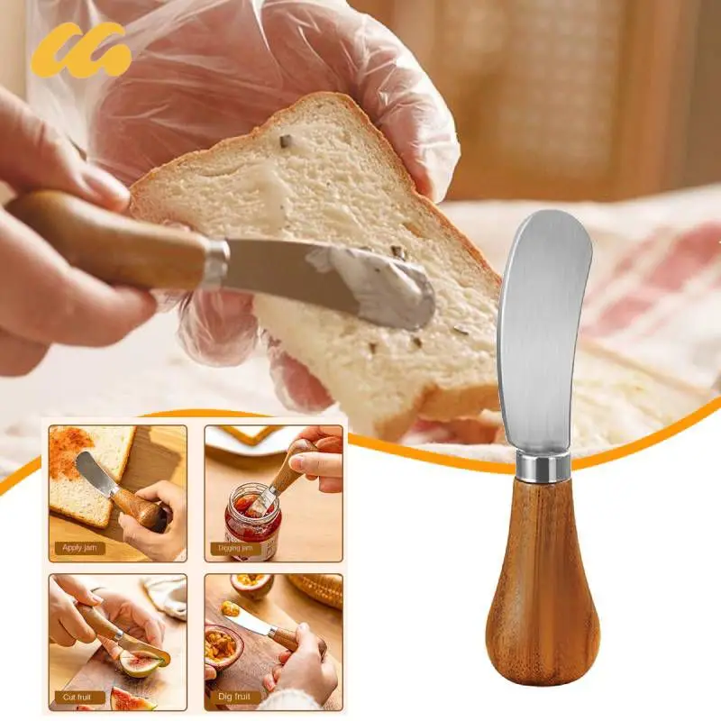 1pc Multifunctional Stainless Steel Butter Knife with Wooden Handle -  Perfect for Spreading Cream Cheese, Jam, Peanut Butter, and More