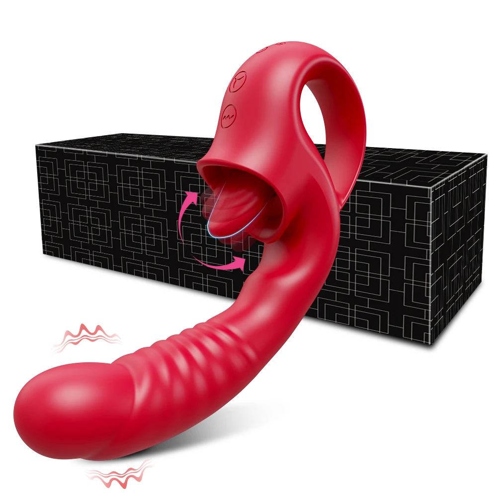 Vibratore per punto G con leccatura del clitoride per donne, stimolatore del clitoride, dildo realistico con 10 modalità di leccatura e vibrazione A_voghion.com