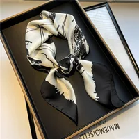 2024 Fashion Luxury Brand 70cm Silk Square Scarf Women Satin Neck Tie Female Hair Bandana Headkerchief Shawl Wrap Hijab Echarpe 2