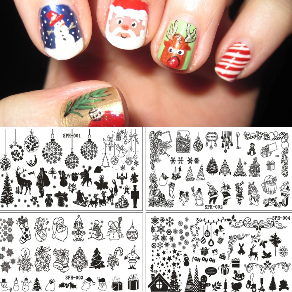 12X6cm Nagel Stanzen Platten Weihnachten Muster Nail art Platte Stempel