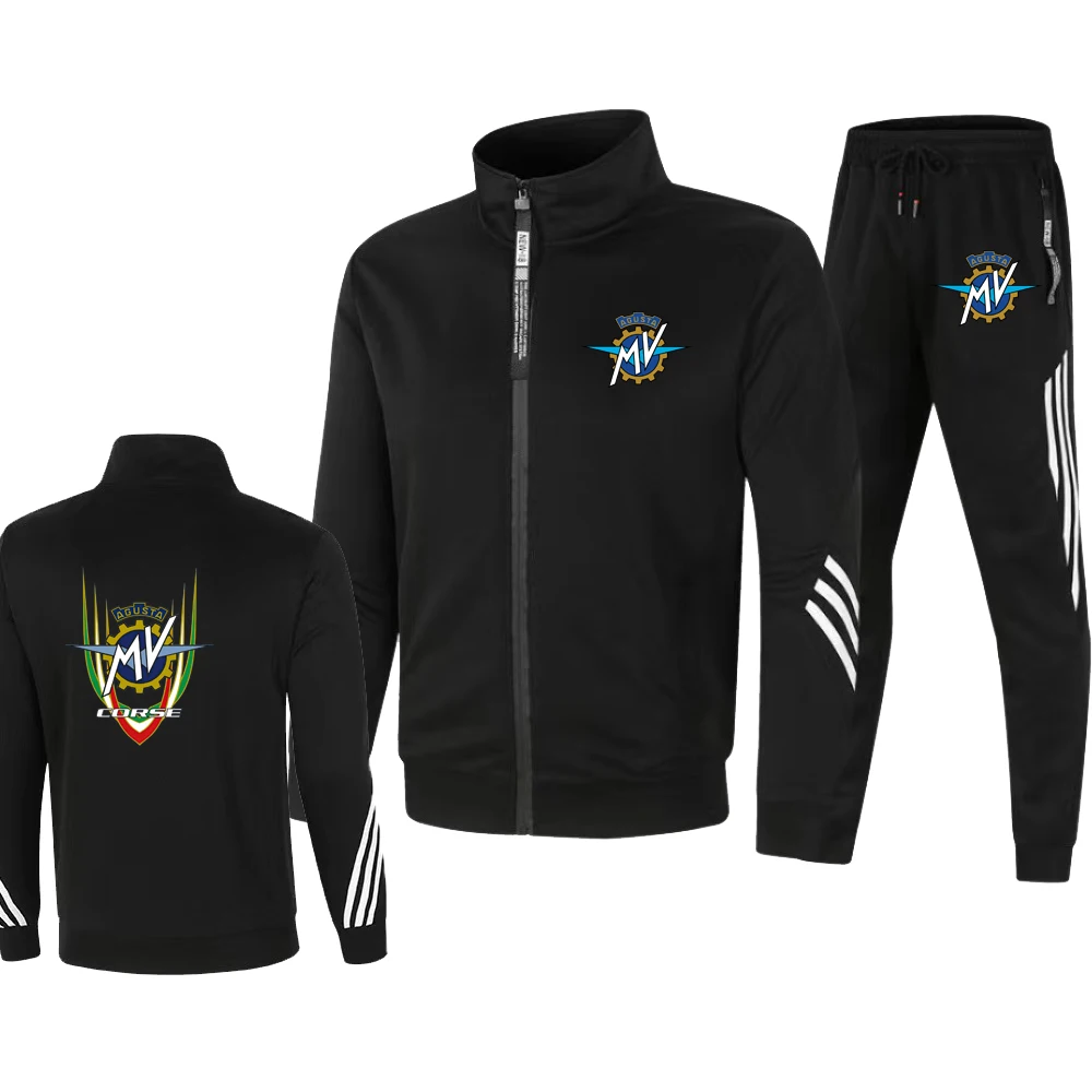 High Quality Men's Zippered Sportswear Set Street Casual Sports Pants Fashionable Sports Jacket Men's Outdoor Motorcycle Riding