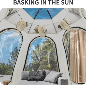 Screen Tent 10x10 FT Outdoor Camping Tent Canopy with Removable Waterproof Rainfly & Ground Sheet Luxury Yurt Glamping Tent 4