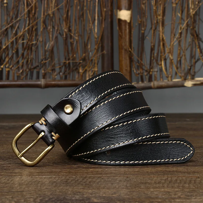 brown belt women 2.8cm Width Women Belt Designer Female Belt Genuine Leather Belts Cowskin Strap Pin Buckle Belts Fancy Vintage for Jeans wide belts