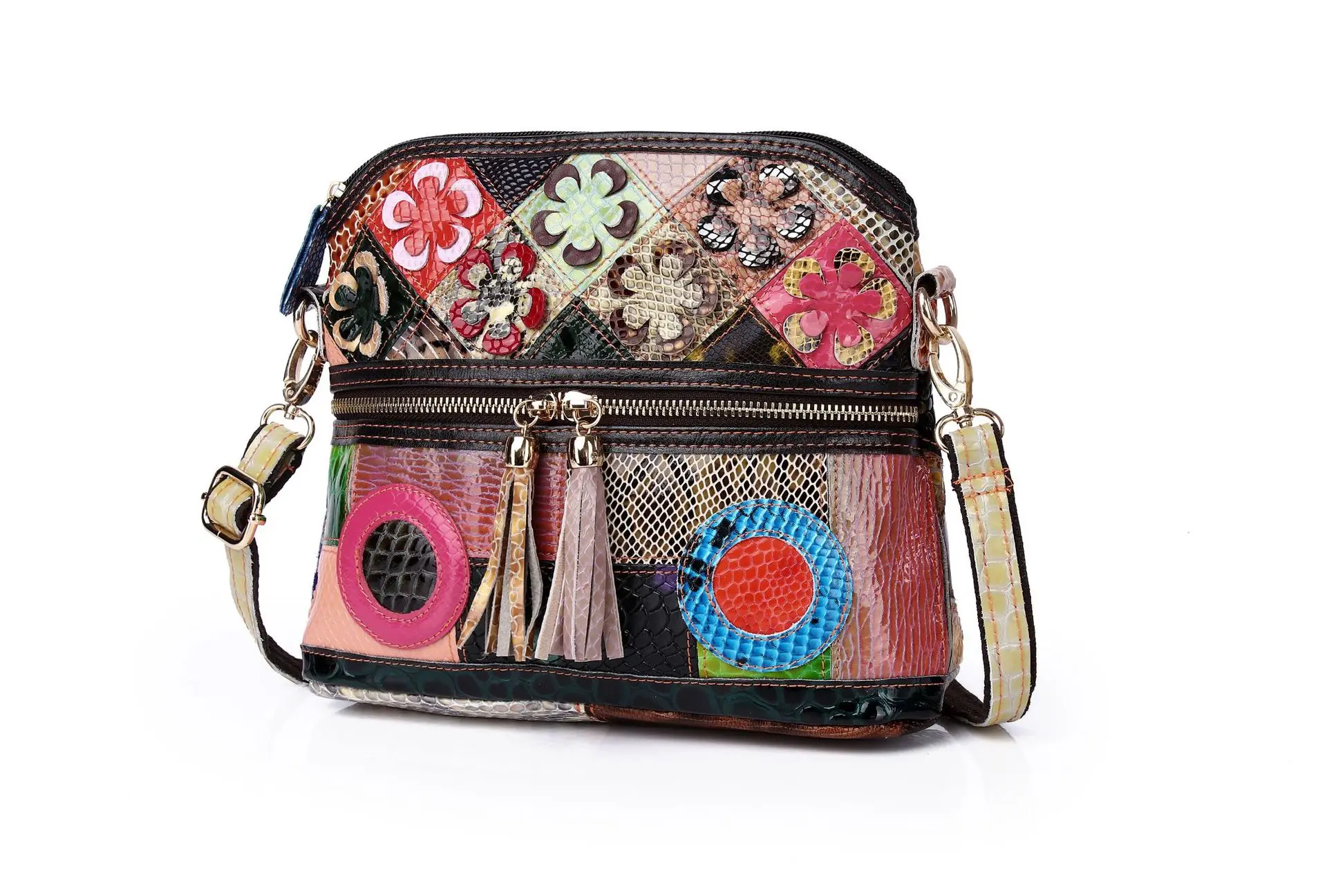 

Новая женская сумка, женская сумка из воловьей кожи с верхним слоем, Сумка через плечо с вышивкой и узором