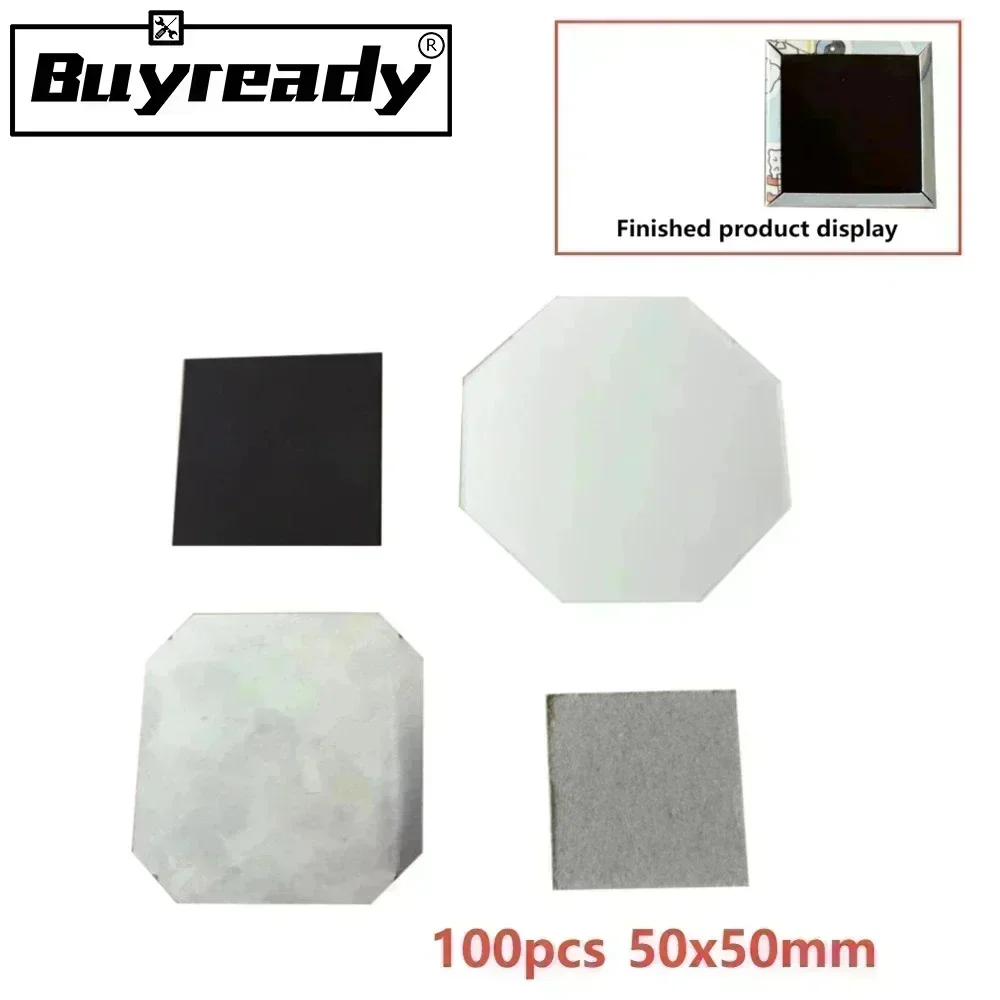 Refrigerator Stickers 100Pcs 50&times;50mm Rectangular Refrigerator Magnets Accessories Emblem Breast Badge Consumables