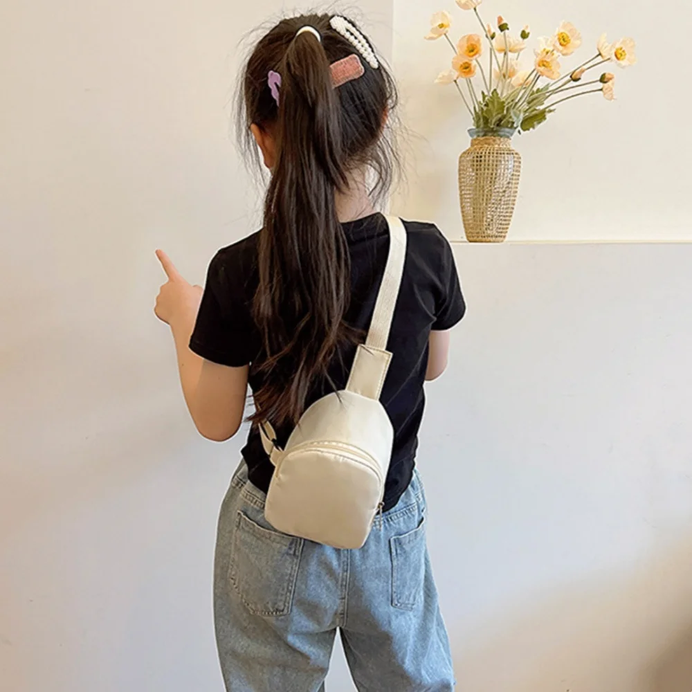 Solid Color Simple Children's Chest Bag Fashion Nylon Crossbody Shoulder Bag Fashion Casual Waist Storage Pouch Travel Kids Bags