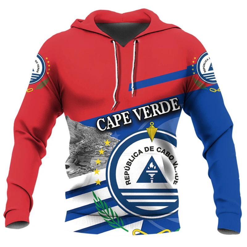 thumbnail image 1 of Sudadera con capucha con el mapa de la bandera de Cabo Verde, sudadera con capucha con emblema nacional de CV para hombre, ropa informal con capucha para hombre, ropa deportiva para niños, 1 of 5