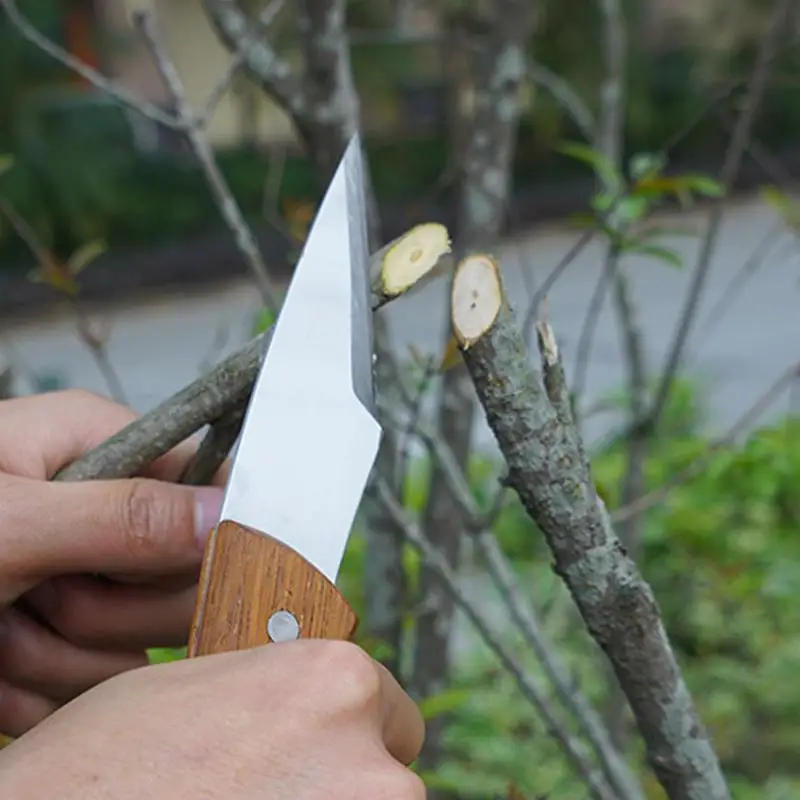 Multifunctional fruit tree grafting knife Grafting budding tree repair non-slip wooden handle Grafting scissors knife