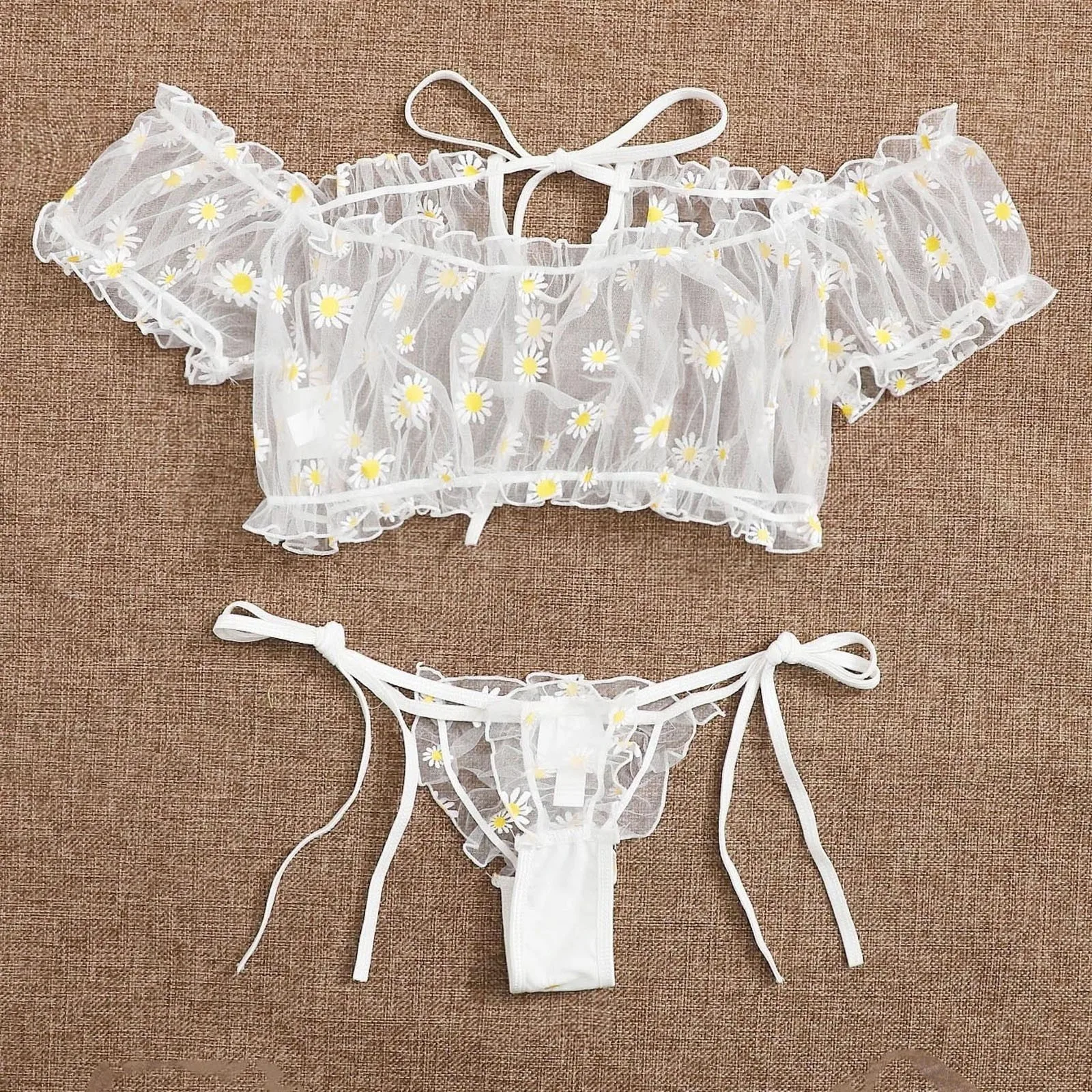 Tanga De Encaje Floral Para Mujer, Cintura Baja, No Se Muestra